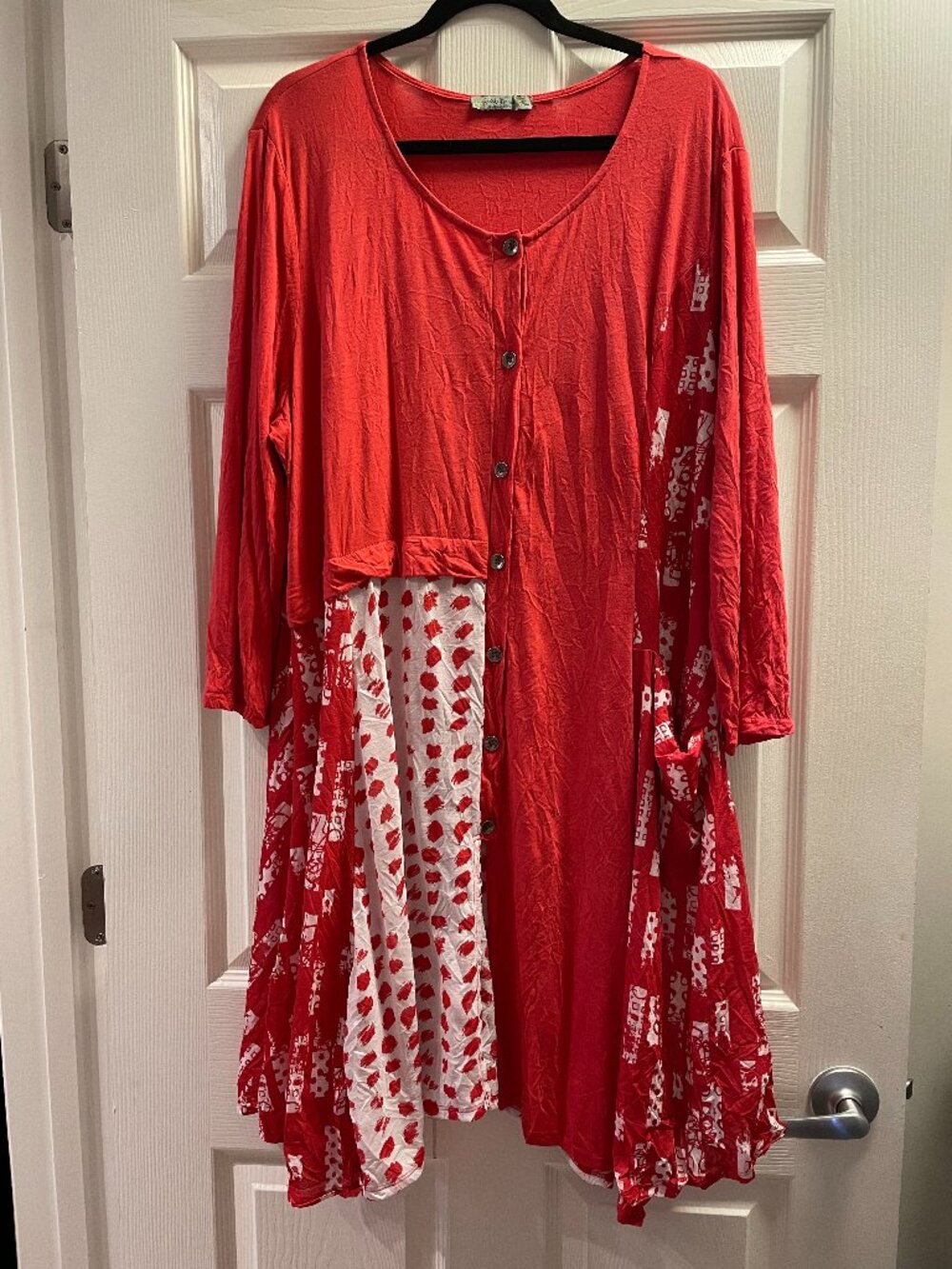 Chalet Et Ceci Long Top Jacket Dress XL Bamboo Blend Lagenlook Artsy Patchwork